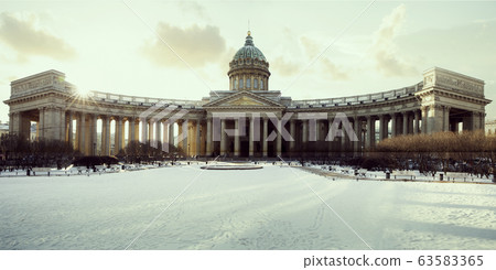 Panorama of Kazan Cathedral in winter, St. 63583365