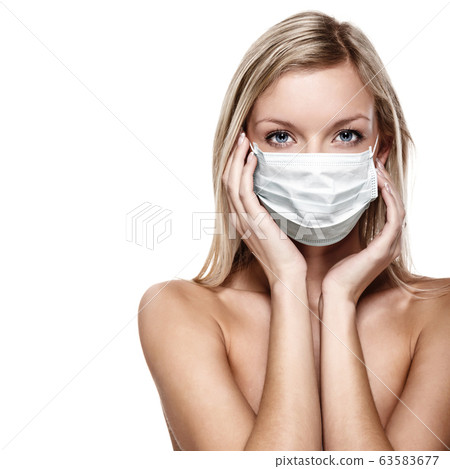 corona virus concept. woman in protective mask corona virus concept. woman in protective mask 63583677