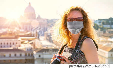 COVID-19 coronavirus in Italy, woman in face COVID-19 coronavirus in Italy, woman in face 63584409