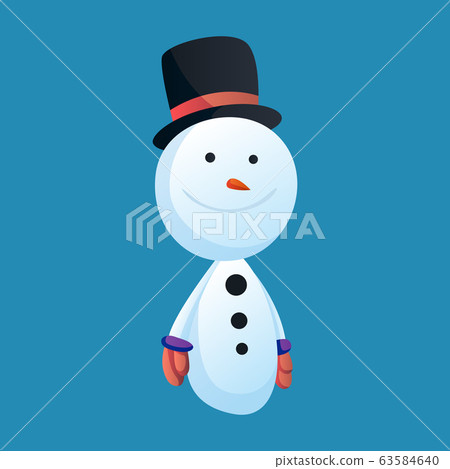 Snowman with top hat solated on white... - Stock Illustration [63584640 ...