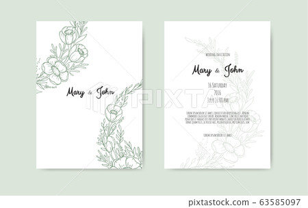 Hand Drawn Floristic Frame Border with Flowers, Branches, Plants. Decorative Outlined Vector Illustration. Floral Design Element. Hand Drawn Floristic Frame Border with Flowers, Branches, Plants. Decorative Outlined Vector Illustration. Floral Design Element. 63585097