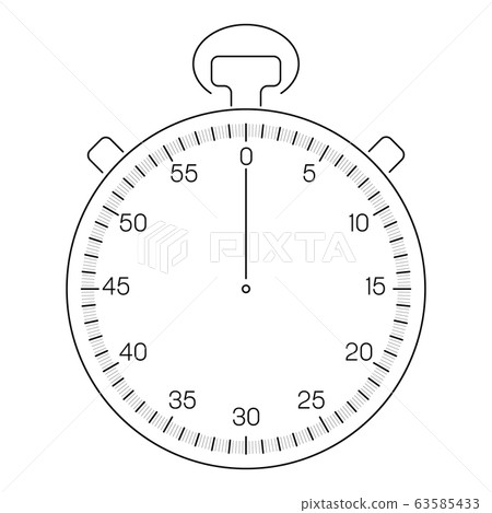 Analog sport stop watch. Thin black line illustration Analog sport stop watch. Thin black line illustration 63585433