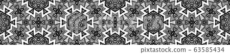 Dark black and white Seamless Border Scroll. Geome Dark black and white Seamless Border Scroll. Geome 63585434