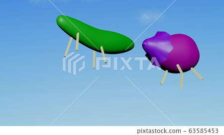 Cucumber and eggplant floating in the sky on Obon day 63585453