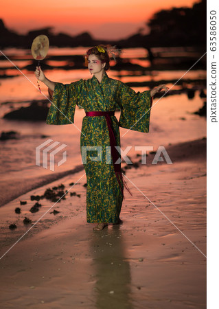 European woman in Geisha kimono European woman in Geisha kimono 63586050
