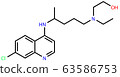 Structural formula of Hydroxychloroquine, a substance active against the COVID-19 coronavirus and malaria 63586753