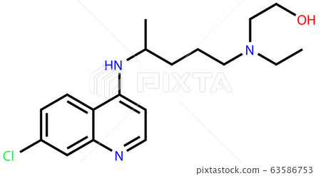 Structural formula of Hydroxychloroquine, a substance active against the COVID-19 coronavirus and malaria 63586753