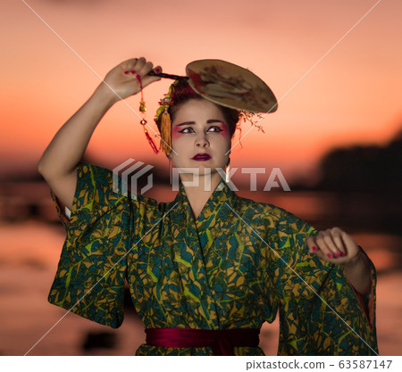 European woman in Geisha kimono European woman in Geisha kimono 63587147