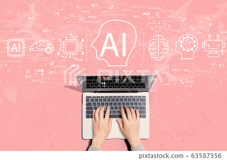 AI concept with person using laptop 63587356