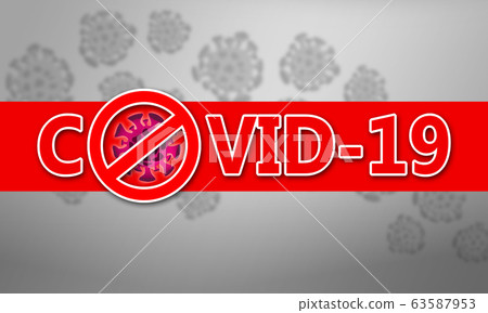 Inscription COVID-19 on gray background 63587953