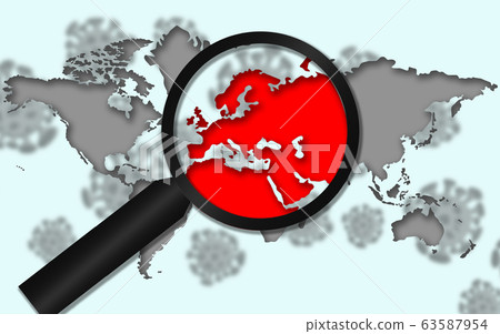 Europe economy crisis with a magnifying glass 63587954