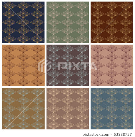 Japanese seamless pattern with geometric background vector. Oriental template set. Japanese seamless pattern with geometric background vector. Oriental template set. 63588737