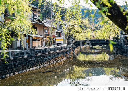 Kinosaki Onsen village at spring in Hyogo, Japan 63590146