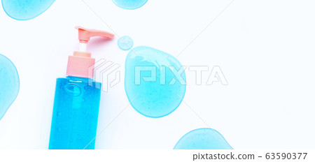 Alcohol hand sanitizer gel in pump bottle on white 63590377