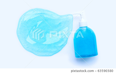Alcohol hand sanitizer gel in pump bottle on white Alcohol hand sanitizer gel in pump bottle on white 63590380