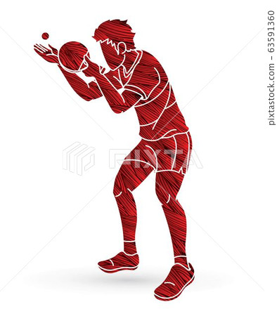 Ping Pong player, Table tennis action cartoon graphic vector 63591360