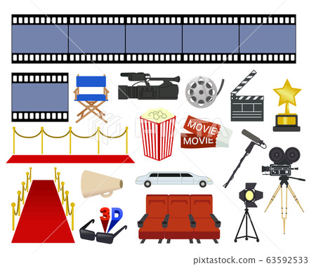 Movie motif illustration set Movie motif illustration set 63592533