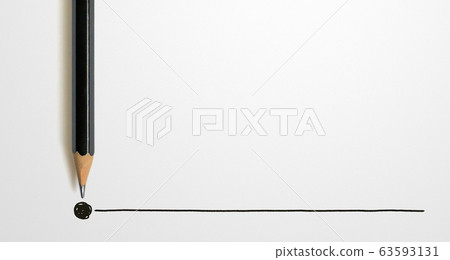 Black colour pencil with outline to end point on white background. Creativity inspiration ideas 63593131