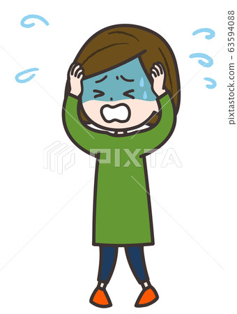 Confused woman pose illustration 63594088