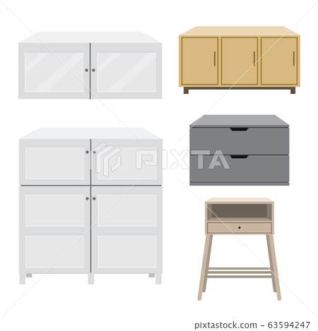 Set of cabinet wood Furniture style isolated object Vector Set of cabinet wood Furniture style isolated object Vector 63594247