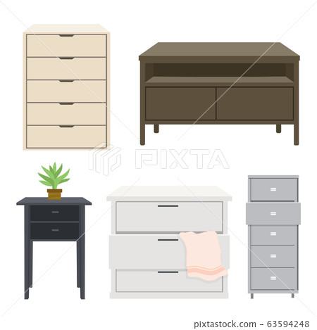Set of cabinet wood Furniture style isolated object Vector Set of cabinet wood Furniture style isolated object Vector 63594248