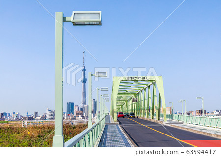 金川川大橋和荒川上空的東京天空樹 金川川大橋和荒川上空的東京天空樹 63594417
