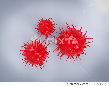 red coronavirus cell or covid-19 cell 63594684