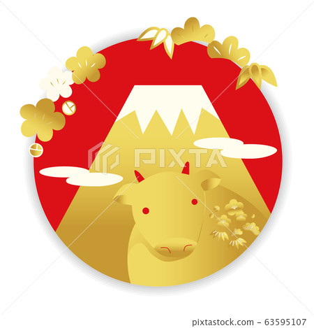 富士山牛卡通 富士山牛卡通 63595107