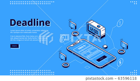 Deadline, time management isometric landing page 63596118