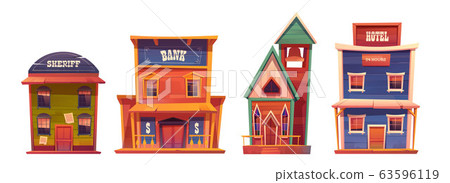 Wild west buildings set, cowboy style design. 63596119