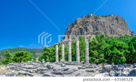 Ruins of the Ancient Temple in Priene, Turkey 63596329