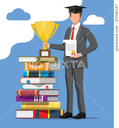 Businessman and stack of books. Businessman and stack of books. 63596347