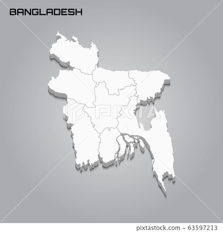 3d map with borders of regions 3d map with borders of regions 63597213