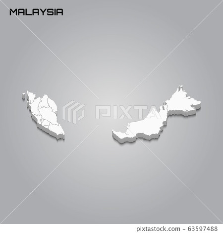 3d map with borders of regions 3d map with borders of regions 63597488