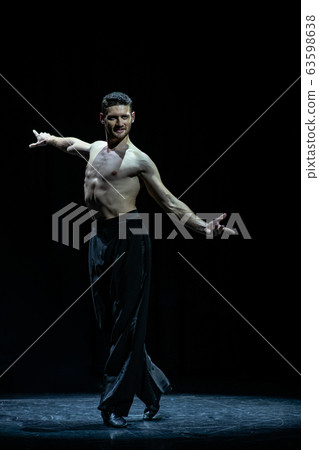 male muscular ballroom dancer making pose isolated on black male muscular ballroom dancer making pose isolated on black 63598638