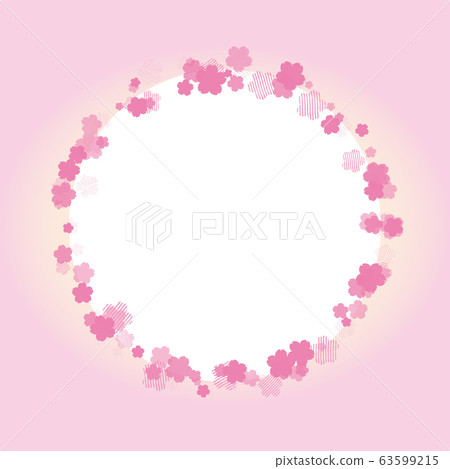 框架材料周圍環繞著櫻花。中心留有白色空間。 63599215