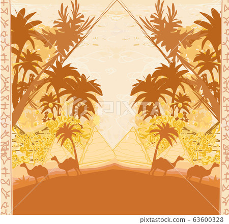 Camel in egypt desert - decorative vintage card Camel in egypt desert - decorative vintage card 63600328