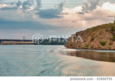 Zaporizhia cityscape with dramatic sky, Ukraine. Zaporizhia cityscape with dramatic sky, Ukraine. 63600793