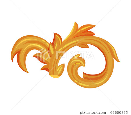 Golden Decorative Monogram or Scroll Isolated on White Background Vector Illustration 63600855