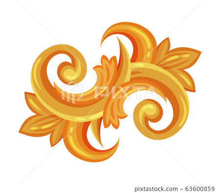 Golden Decorative Monogram or Scroll Isolated on White Background Vector Illustration 63600859