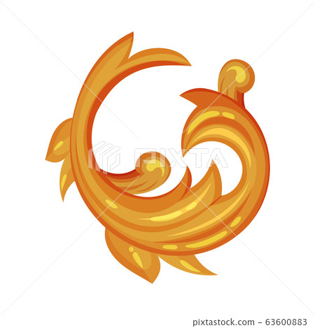 Golden Vintage Monogram with Fancy Scrolls Vector Illustration Golden Vintage Monogram with Fancy Scrolls Vector Illustration 63600883