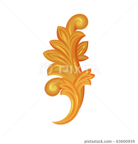 Golden Decorative Monogram or Scroll Isolated on White Background Vector Illustration Golden Decorative Monogram or Scroll Isolated on White Background Vector Illustration 63600939