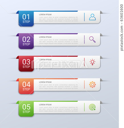 Business data visualization, infographic template with 5 steps on gray background, vector illustration Business data visualization, infographic template with 5 steps on gray background, vector illustration 63601600