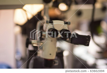Close-up of scientific microscope. Laboratory in Close-up of scientific microscope. Laboratory in 63602894