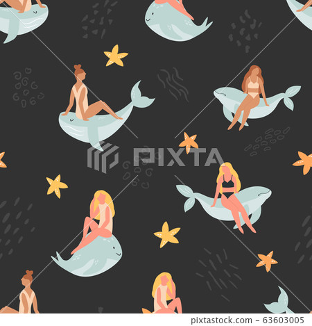 Summer seamless pattern with beautiful girls 63603005