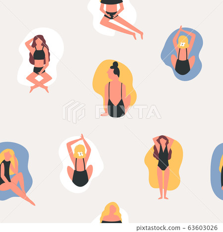 Summer seamless pattern with beautiful girls Summer seamless pattern with beautiful girls 63603026