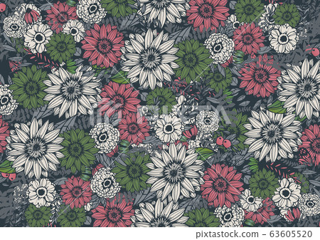 Antique color Retro floral background material Hand drawn illustration Wedding invitation Salon DM 63605520