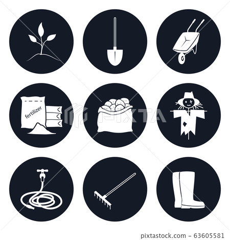 Round icons garden tools and equipment - Stock Illustration [63605581 ...