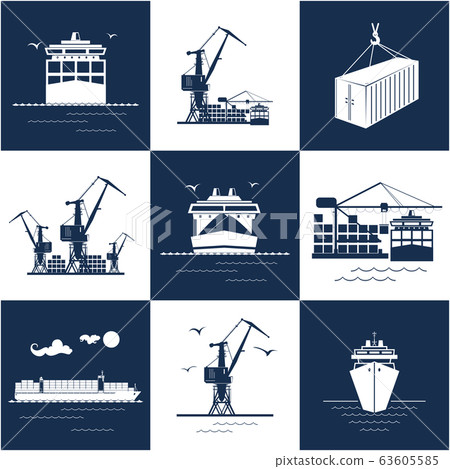 Set of marine cargo icons 63605585