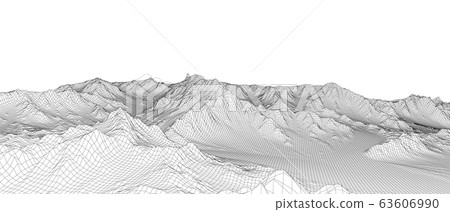 Abstract 3d wire-frame landscape. Blueprint style Abstract 3d wire-frame landscape. Blueprint style 63606990